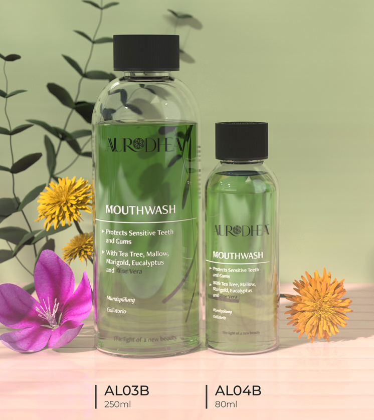 Mundspülung mit Aloe Vera 80 ml | Angereichert mit Teebaum, Malve, Ringelblume und Eukalyptus